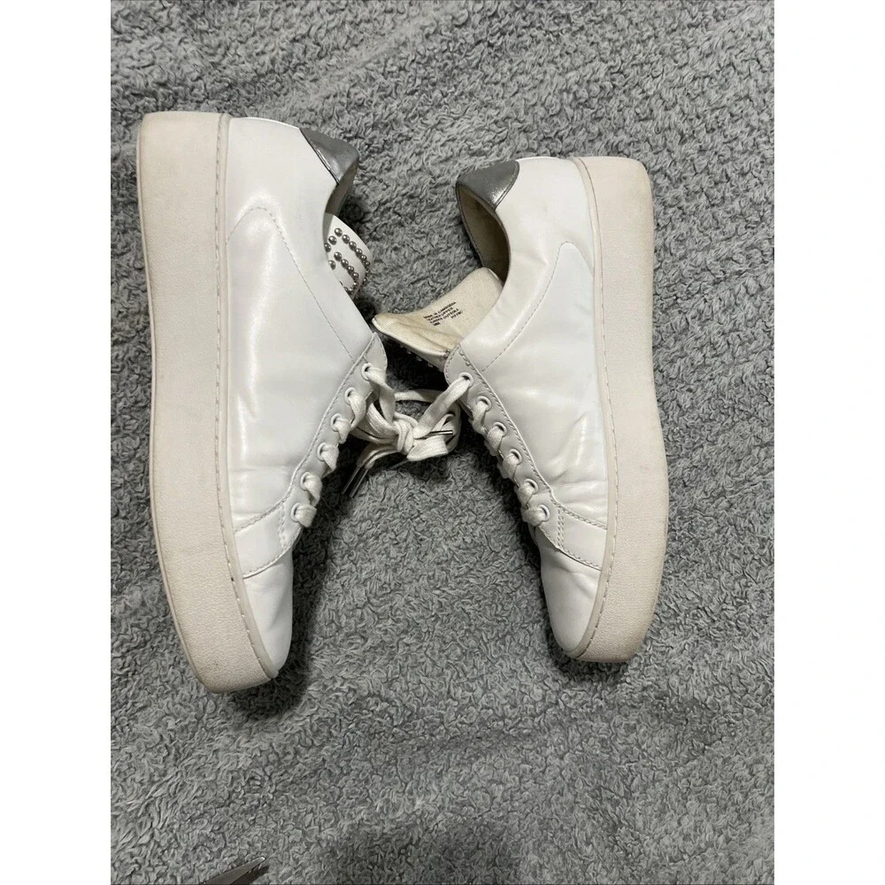 Michael Kors white leather sneakers size 10 fashion studded